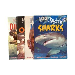 100 Facts Books Bundle - Dinosaurs Sharks & Human Body By Miles Kelly - Set of 4